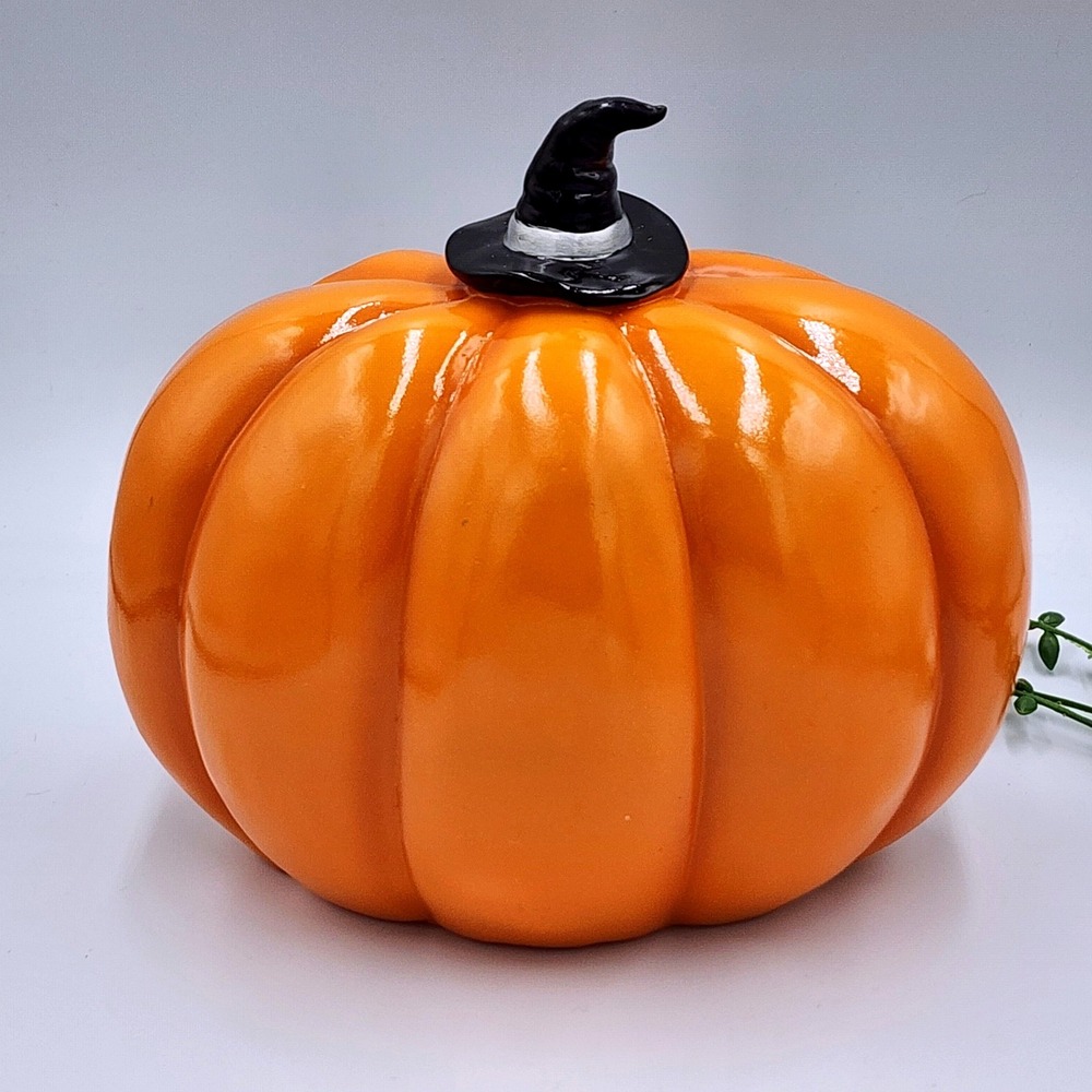 Halloween Ghost Pumpkin Bar Figurine Orange Spooky Whimsical 9" Haunted Bar Boo - Picture 7 of 10